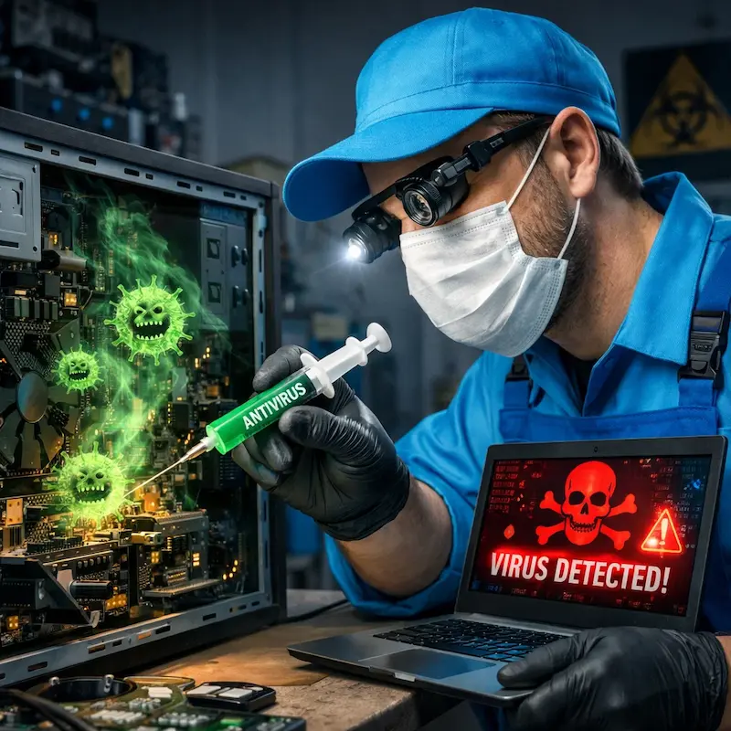 Лечение компьютера от вирусов в Набережных Челнах на дому